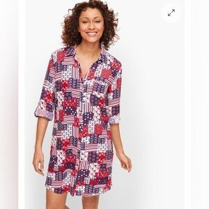 Talbots Swim Coverup Red White & Blue, Size 1X, USA Americana